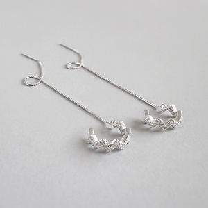 Pendientes de Aro Largos con Diseño de Onda de Circonita Plateada, Joyería de Moda para Bodas y Regalos - Product Image 6