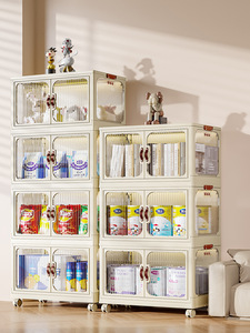 ふたと車輪付きの積み重ね可能な収納ビン折りたたみ式収納ボックスオフィスコンテナドア付きプラスチックキャビネット - Product Image 6