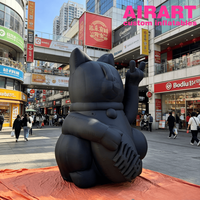 Chat porte-bonheur gonflable noir de 4 m pour l'entrée d'un centre commercial, ballon gonflable Chat porte-bonheur pour idées de décoration de fête en extérieur
