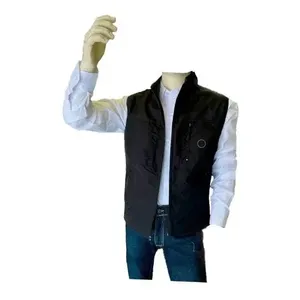 Gilet Reversibile da Uomo Placid, Vestibilità Slim, Antivento, Imbottito in Cotone, in Tela, per la Primavera, Lunghezza Regolare, Chiusura con Cerniera - Product Image 1