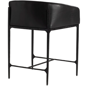 Evelyn Counter <b>Stool</b> iron/Russet <b>Leather</b> ,Black <b>Leather</b> Durable High Bar <b>Stool</b> for Home Bar & Dining Room - Product Image 4