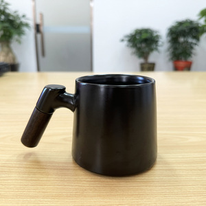 Mug en céramique avec poignée en bois, logo Black Star Life, cadeau de bureau, mugs en porcelaine, cadeaux d'affaires - Product Image 2