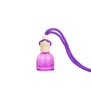 8ml Round Brown Hanging <b>Car</b> Perfume Air Freshener Glass <b>Bottle</b> With Wooden Cap - Product Image 4