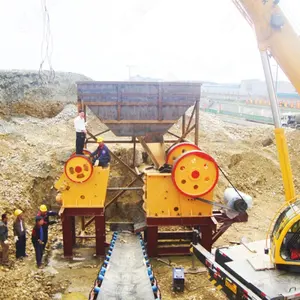 Mini trituradora de piedra de mandíbula, placa de palanca, trituradora de mandíbula móvil con transportador en Turquía