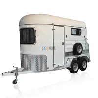 Luxueux flotteur à charge droite à 2 chevaux avec remorque à chevaux personnalisée avec porte de caravane