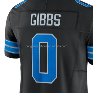 Siap untuk dikirim Jahmyr Gibbs #0 putih kualitas terbaik dijahit Jersey sepak bola Amerika - Product Image 2