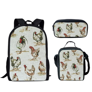 Dropshipping enfants <span class=keywords><strong>cartable</strong></span> sac à dos enfants sac d'école sacs mignon poulets imprimer 3 pièces ensemble personnalisé 3 en 1 sac d'école - Product Image 4