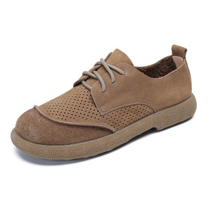 Chaussures en cuir perforées pour hommes, bout rond, respirantes, style rétro, chaussures bateau décontractées d'été, semelle extérieure en caoutchouc, semelle intermédiaire en EVA - Product Image 5