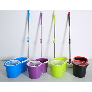 Ensemble Balai-Serpillière et <span class=keywords><strong>Seau</strong></span> Haut de Gamme en Plastique Bleu, Rond, Double Bac, avec <span class=keywords><strong>Essoreur</strong></span> <span class=keywords><strong>Rotatif</strong></span> à 360° - Product Image 6