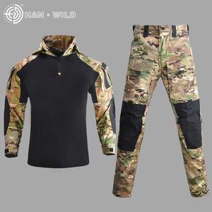 HAN selvaggio mimetico <span class=keywords><strong>t</strong></span>-<span class=keywords><strong>Shirt</strong></span> nuovo stile tuta mimetica rana abbigliamento <span class=keywords><strong>Trekking</strong></span> uniforme pantaloni camicia Set completo - Product Image 1
