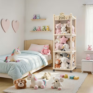 Étagère de <span class=keywords><strong>rangement</strong></span> en bois facile à assembler, gain de place pour le <span class=keywords><strong>rangement</strong></span> des jouets en bois - Product Image 4