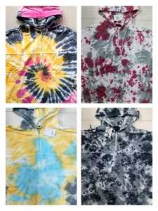 Sudadera con capucha personalizada Vintage Tie-Dye para mujer, parche desgastado, bordado 3D, lavado, algodón desteñido, cordón con cremallera - Product Image 6