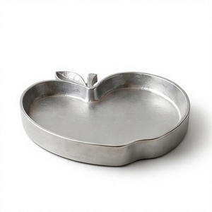 Plateau de service en aluminium, design pomme, fabrication directe d'usine, plateau de présentation alimentaire unique en argent pour hôtel, restaurant, vaisselle de table - Product Image 1