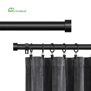 Tringle à rideaux réglable YIJIALE en acier noir durable <span class=keywords><strong>de</strong></span> 1,2 à 2,1 m pour <span class=keywords><strong>salle</strong></span> <span class=keywords><strong>de</strong></span> <span class=keywords><strong>bain</strong></span> - Product Image 1