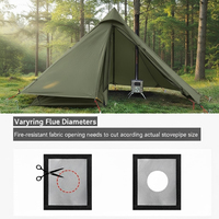 Tente chaude avec cheminée, pour 1-2 personnes, en tissu Oxford, double couche, légère, imperméable, portable