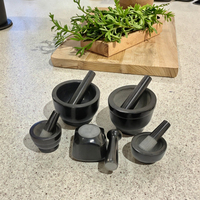 Ensemble mortier et pilon en granit naturel écologique poli PS, outil de broyage pour herbes et épices, moulin à sel et épices de cuisine, lavage à la main uniquement