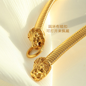 Lion Head Cuff Bracelet <b>Titanium</b> Steel Unisex Fashion Jewelry Gold Silver Animal Design Bracelet for Men Women - Product Image 4