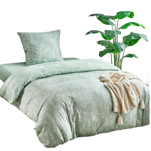Ensemble de <span class=keywords><strong>housse</strong></span> de couette Tokokimo 155x220 2 pièces en microfibre 1x <span class=keywords><strong>housse</strong></span> de couette + 1 taie d'oreiller <span class=keywords><strong>80x80</strong></span> fermeture éclair Motif floral Branches Sauge - Product Image 2