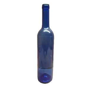 Produk baru botol anggur kaca alkohol anggur merah kosong unik biru dengan sumbat