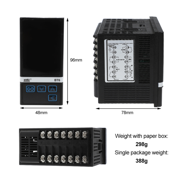 BT6-B 1220 48*96*83mm Plastic PID Intelligent Digital Temperature Controller RS485 Customizable Industrial Thermostat with Timer