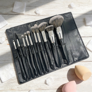 10-Piece Soft Synthetic Hair Cosmetic <b>Brush</b> Set Wood Handle Aluminum Ferrule Facial Powder Shaving Makeup <b>Brush</b> Kit - Product Image 5