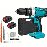 Perceuse-visseuse électrique multifonctionnelle transfrontalière 21V à batterie lithium rechargeable avec jeu de forets et tournevis