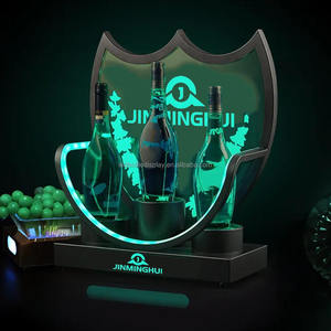 Discothèque écologique LED bouteille Glorifier <span class=keywords><strong>3</strong></span> bouteilles pour Champagne affichage Logo gravé métal acrylique bouclier forme pour vêtement - Product Image 2