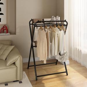 Tendedero de ropa plegable en forma de X, tipo vertical, organizador de ropa móvil para interiores y exteriores, para uso en el hogar, balcón y para bebés. - Product Image 1