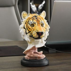 Simulazione testa di tigre scultura in resina artigianato tigre animale figurina con Base arredamento per la casa ornamenti caratteristici <span class=keywords><strong>natale</strong></span> - Product Image 4