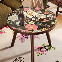 Mandala Table d'appoint bureau café Table ronde canapé armoire d'appoint motif nordique filet rouge chambre petite Table ronde