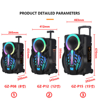 8 \ "12" 15 \ "Portabel pesta luar ruangan TWS Speaker RGB lampu LED nirkabel Hifi bertenaga Woofer kotak suara baterai sistem PA