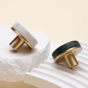 <strong>White</strong> Marble Matt Brass Furniture Handles Modern Brushed Pulls for Kitchen Cupboard Wardrobe Dresser <strong>Drawer</strong> <strong>Knobs</strong> - Product Image 3