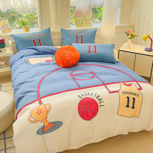 Basketball Theme Polyester Bedsheet Cover 4 Pcs Embroidery Contton Duvet Cover <strong>Bedding</strong> Set for <strong>Teenager</strong> - Product Image 6