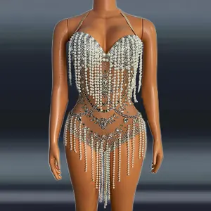Novance Drops hipping Lieferanten Sparkly Diamond Fringe Short Club Party Kleider für Mädchen Sexy Durchsichtiges Mini Glitter Prom Kleid