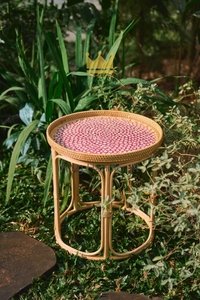 Oriental Style Natural Wicker <b>Bedside</b> <b>Table</b> Floral Shell Mosaic <b>Round</b> Accent End <b>Table</b> for Resort Furniture - Product Image 6