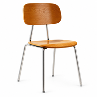 Chaise de salle à manger moderne de style nordique du milieu du siècle, en bois courbé, finition noyer, empilable, avec pieds en métal chromé, pour restaurant et café