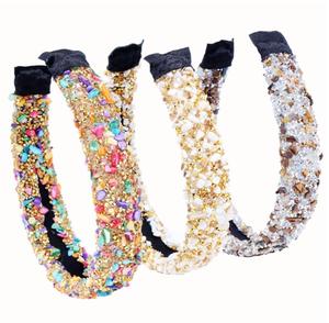 Diadema Ancha con Cuentas de Cristal Natural ZA 2021, para Mujeres y Niñas, Estilo Boho, para Bodas, Invierno, Accesorios para el Cabello Hechos <span class=keywords><strong>a</strong></span> <span class=keywords><strong>Mano</strong></span> - Product Image 1