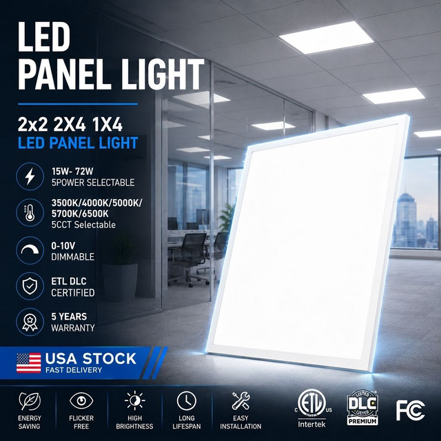 US Stock ETL DLC 5.1 Premium Work Shop Light 1x4' 2x2' 2x4' 30W 40W 50W 60W 70W 3000K 4000K 5000k LED Panel Light