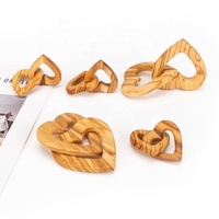 Décoration Cœurs en Bois Entrelacés Faits à la Main, Ornement Double Cœur Romantique pour Mariage, Anniversaire, Saint-Valentin