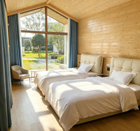 Maison Modulaire Préfabriquée Moderne Direct Usine, Cabane Glamping Écologique en Bois avec Fenêtre Panoramique en A et Terrasse pour Vue sur la Nature - Vente en Gros