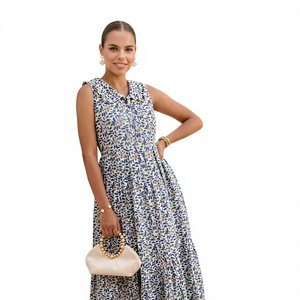 2023 New Arrivals Summer Eco-Friendly Women's Casual Bohemian Floral Long Maxi Dress <b>Tie</b> Dye Gypsy Chic Viscose Crepe V-neck - Product Image 1