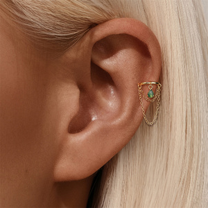Pendientes de Plata de Ley 925 con Borla de Mariposa de Ágata Musgosa Natural de 1.2x6mm y Parte Trasera Plana para Piercing de Cartílago y Nariz - Product Image 5