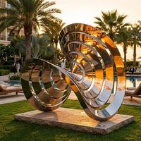 Statue d'art en acier inoxydable de style contemporain grand format, miroir Plaza Culturel, anneau torsadé, sculptures extérieures en acier inoxydable