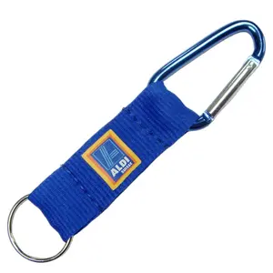 Factory Wholesale Car Brand Logo Key chain Carabiner Hooks with webbing and key ring