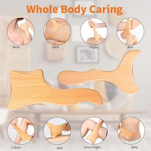 Outils de massage en bois de couleur naturelle pour sculpter le corps, soulager les douleurs musculaires, anti-cellulite, améliorer la circulation sanguine - Product Image 2