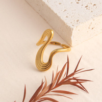 Bague tendance ajustable en acier inoxydable plaqué or 18 carats, étanche, de forme géométrique irrégulière, pour femme