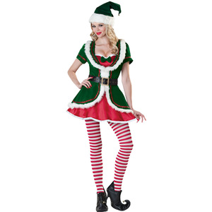 Christmas Santa Claus Couple Outfits Set Green Plus Size For Holiday Parties Stage Performances - Product Image 5