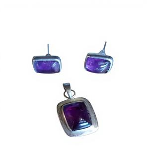 Pendientes de Plata con Amatista Natural, Modernos, 20g, Pulidos, Hipoalergénicos, Etiopía - Product Image 6