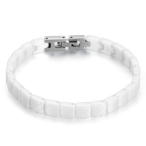 Ceramic <b>Bracelet</b> 7Mm White And Black Geometric Link <b>Adjustable</b> For Women Gift Jewelry - Product Image 5
