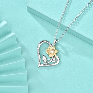 GP98 925 argento Sterling ciondolo collana a forma di cuore di girasole ciondolo tu sei il mio sole ciondolo collane regalo per donna - Product Image 6